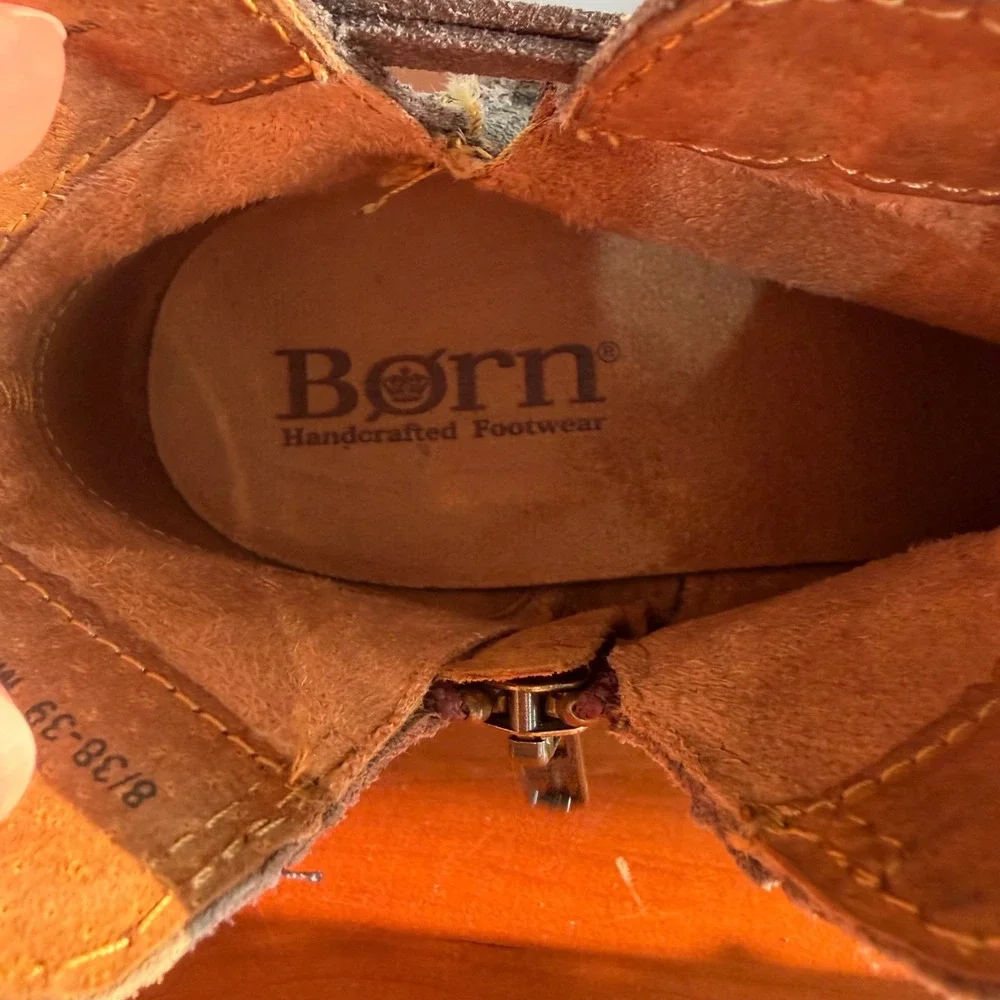 Born Womens Brown Suede Wrap Ankle Boots BR0013642 Size 8 Boho Booties